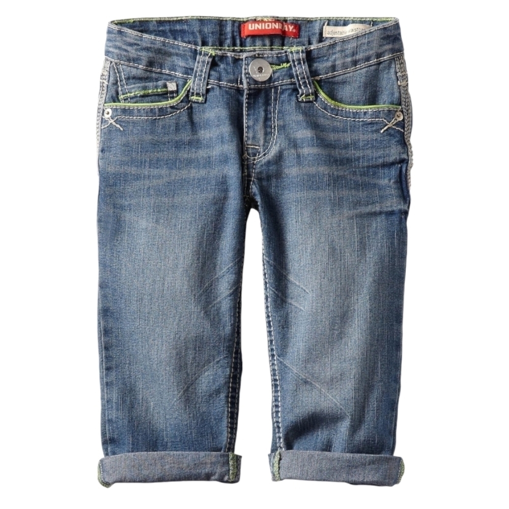 UnionBay Girl’s Green Trimmed‎ Capri Denim Jeans Size 10